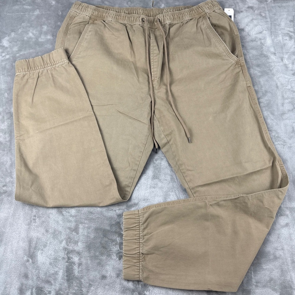 Gap Mens Khaki Cotton Jogger Pants Tan Elastic‎ Waist Drawstring XL